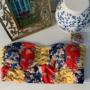 Isabella‎ Rose Floral Tube Bandeau Bikini Top Size Large